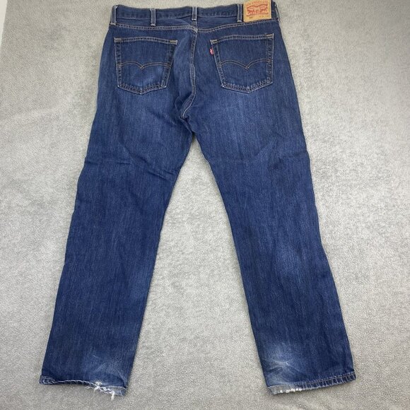 Levi's 505 Straight Fit Jeans Mens 38x32 (Fits 38x31) Medium Denim Blue - Picture 2 of 11